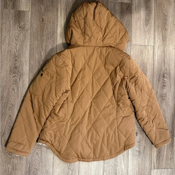 Brown Quilted Hooded Jacket with Sherpa Lining - Picture 7 of 8